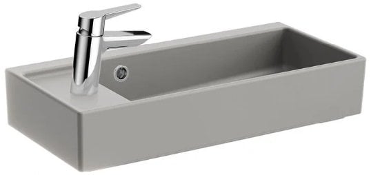 VitrA 7408B076-0028 ArchiPlan Tezgah Üstü Sol Armatür Delikli Lavabo 60cm,Mat Taş Gri.